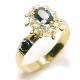 Anel chuveiro de ouro 18k com diamantes e safira