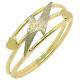 Anel em ouro amarelo 18k - 2 cora��es e 1 raio