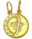 Cara metade - Sol e Lua - em ouro 18k