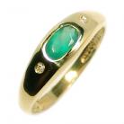 Anel formatura em ouro 18k - Diamantes e P. Sint�tica
