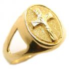 Anel em ouro amarelo 18k - Jesus crucificado