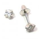Brinco em ouro branco 18k com zirconia - Estrela