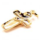 Crucifixo em ouro 18k  - Estampa c/imagem banho de rodium