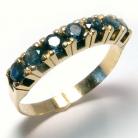 Meia Alian�a de safira azul em ouro 18k