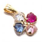 Pingente em ouro 18k com pedras brasileiras - Trevo