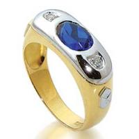 Anel formatura em ouro 18k - Zircone e P. Sint�tica