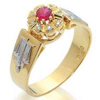 Anel formatura em ouro 18k - Zircone e P. Sint�tica