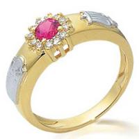 Anel formatura em ouro 18k - Diamantes e P. Natural