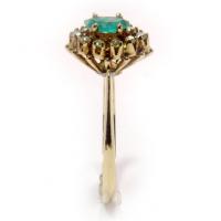 Anel em ouro 18k com diamantes e esmeralda