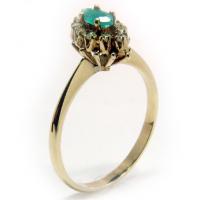 Anel em ouro 18k com diamantes e esmeralda