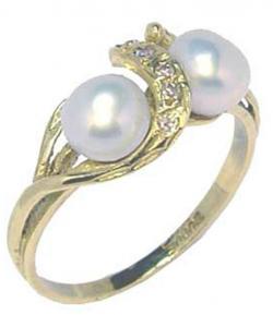 Anel em ouro 18k com perola e brilhantes - 1ABP0007 Anel em ouro 18k com perola e brilhantes - 1ABP0007