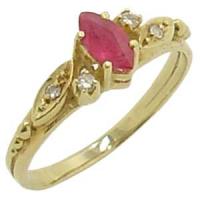 Anel em ouro 18k com diamantes e rubi
