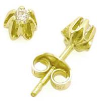 Brinco solit�rio em ouro amarelo 18k