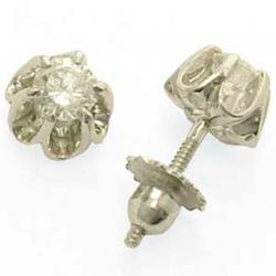 Brinco solitário em ouro branco 18k feminino Brinco solitário em ouro branco 18k feminino