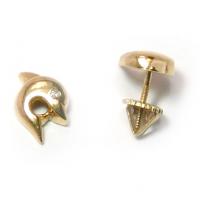 Brinco em ouro amarelo 18k - Golfinho com Brilhante