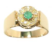 Anel em ouro 18k com diamantes e esmeralda - 2ABE0056 Anel em ouro 18k com diamantes e esmeralda - 2ABE0056
