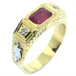 Anel em ouro 18k com diamantes e rubi - 2ABR0065 Anel em ouro 18k com diamantes e rubi - 2ABR0065