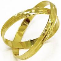 Par de alian�as em ouro amarelo 18k - Trabalhada