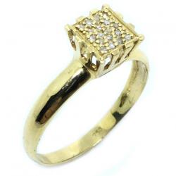 Anel em ouro amarelo 18k com brilhantes - 2NAB0387 Anel em ouro amarelo 18k com brilhantes - 2NAB0387