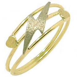 Anel em ouro amarelo 18k - 2 cora��es e 1 raio