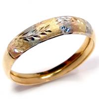 Anel em ouro amarelo,branco e verm.18k - Fosco e lap