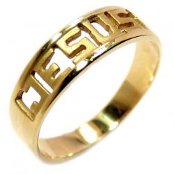 Anel em ouro amarelo 18k - Jesus - 2ANO0498 Anel em ouro amarelo 18k - Jesus - 2ANO0498