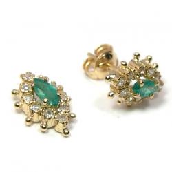 Brinco em ouro 18k com esmeralda e Brilhantes - 2BBE0020 Brinco em ouro 18k com esmeralda e Brilhantes - 2BBE0020