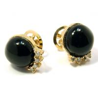Brinco de ouro 18k com brilhantes e onix feminino Brinco de ouro 18k com brilhantes e onix feminino