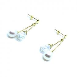 Brinco em ouro 18k com pérolas e zirconia -2BPP0037 Brinco em ouro 18k com pérolas e zirconia -2BPP0037