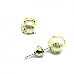 Brinco em ouro amarelo 18k com 2 pérolas - 2BPR0088 Brinco em ouro amarelo 18k com 2 pérolas - 2BPR0088