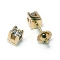 Brinco solitário em ouro amarelo 18k Feminino Brinco solitário em ouro amarelo 18k Feminino