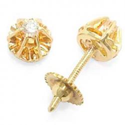 Brinco solitário em ouro amarelo 18k - 2BRB0155 Brinco solitário em ouro amarelo 18k - 2BRB0155