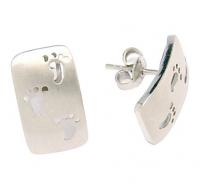 Brinco em ouro branco 18k feminino - Fosco e vazado Brinco em ouro branco 18k feminino - Fosco e vazado