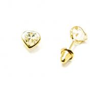 Brinco em ouro amarelo 18k feminino com zirconia - Coração Brinco em ouro amarelo 18k feminino com zirconia - Coração