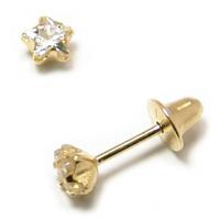 Brinco em ouro amarelo 18k com zirconia