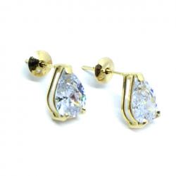 Brinco em ouro amarelo 18k com zirconia feminino - 2BRZ0231 Brinco em ouro amarelo 18k com zirconia feminino - 2BRZ0231