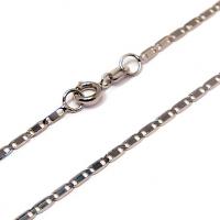Corrente de ouro branco 18k - Cadeado achatado - 45 cm