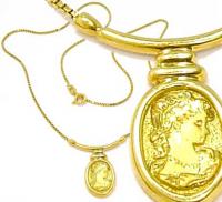 Gargantilha em ouro amarelo 18k - Feminina - Pingente camaféu Gargantilha em ouro amarelo 18k - Feminina - Pingente camaféu