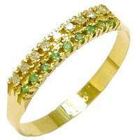 Meia Alian�a em ouro 18k com pedras preciosas
