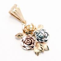 Pingente em ouro 18k - Rosas coloridas filigrana - 2PIO0119 Pingente em ouro 18k - Rosas coloridas filigrana - 2PIO0119