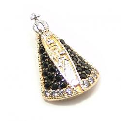 Pingente em ouro amarelo 18k com safiras - N. Sra. Aparecida Pingente em ouro amarelo 18k com safiras - N. Sra. Aparecida