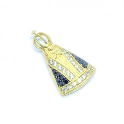 Pingente em ouro 18k com zirconias - N.Sra.Aparecida - 2PIZ0041 Pingente em ouro 18k com zirconias - N.Sra.Aparecida - 2PIZ0041