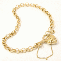 Pulseira em ouro amarelo 18k - Fecho de coração - 2PUO0240 Pulseira em ouro amarelo 18k - Fecho de coração - 2PUO0240