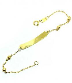 Pulseira feminina de chapa infantil em ouro amarelo 18k - 2PUO0611 Pulseira feminina de chapa infantil em ouro amarelo 18k - 2PUO0611