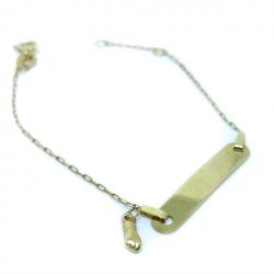Pulseira feminina de chapa infantil em ouro amarelo 18k - 2PUO0640 Pulseira feminina de chapa infantil em ouro amarelo 18k - 2PUO0640