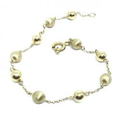 Pulseira de ouro amarelo 18k - Bolas ocas foscas e lisas - 2PUO646 Pulseira de ouro amarelo 18k - Bolas ocas foscas e lisas - 2PUO646