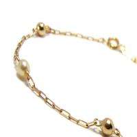 Pulseira feminina infantil em ouro 18k com pérolas Pulseira feminina infantil em ouro 18k com pérolas