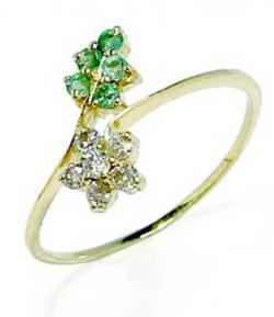 Anel em ouro 18k com diamantes e esmeralda - 3ABE0001 Anel em ouro 18k com diamantes e esmeralda - 3ABE0001