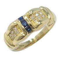 Anel em ouro 18k com safiras e brilhantes
