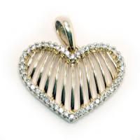 Cora��o de ouro amarelo 18k com brilhantes